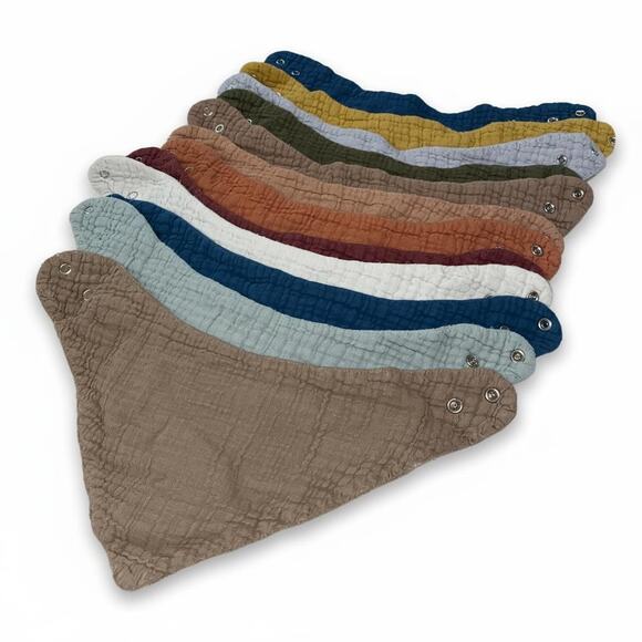 Soft Absorbent Muslin Baby Bandana Drool Bibs (12 Pack) 100% Cotton - Picture 1 of 5